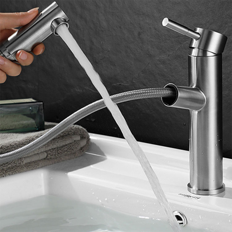 Aşağı Çekilebilir Püskürtmeli Lavabo Muslukları