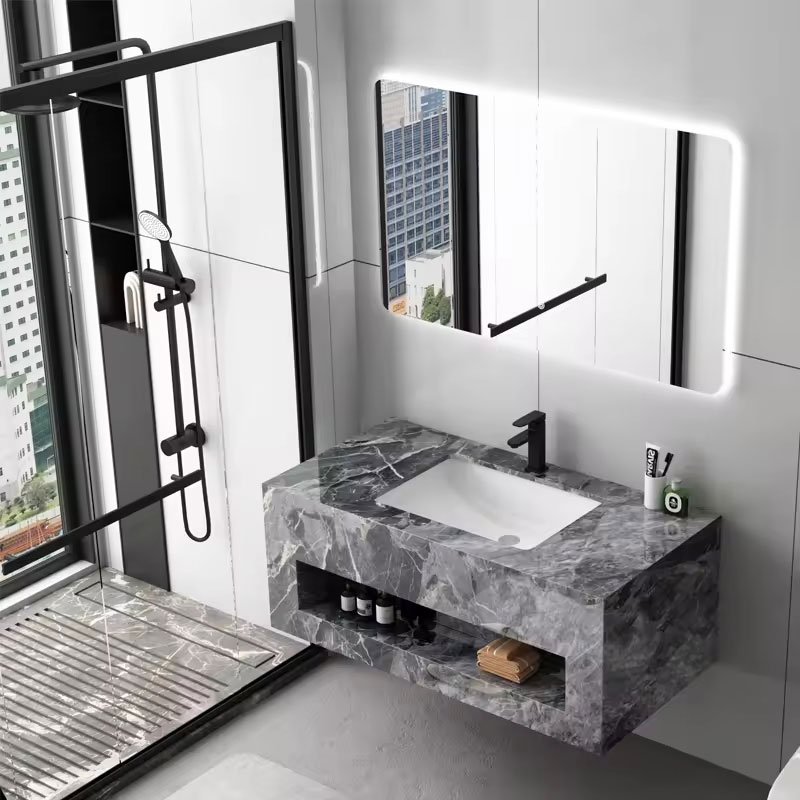 Led ayna banyo lavabo dolabı seti