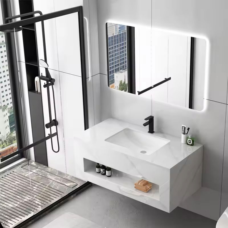 Led aynalı kaya kayrak banyo dolabı